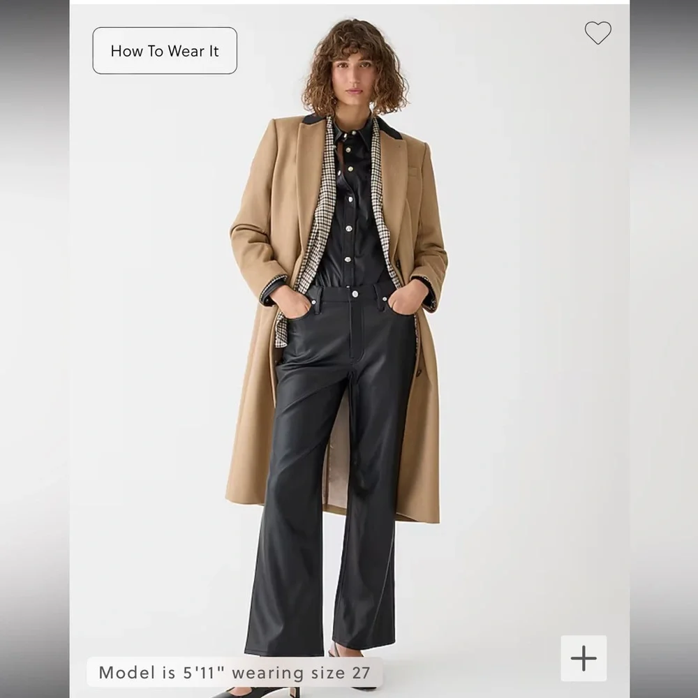 J.Crew Slim Wide-Leg Pant in Faux Leather - Picture 1 of 5